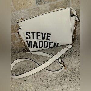 Steve Madden White Logo Crossbody Bag